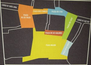 Mapa de Granollers amb la situació de les places.