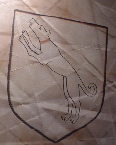 L'escut d'Otger Cataló amb el llebrer.