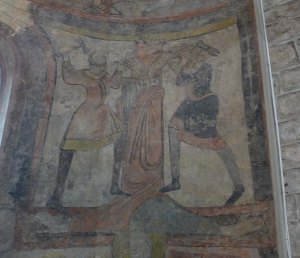 Pintures a l'absis lateral. Crucifixió de Sant Pere 