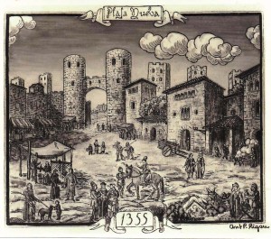 La plaça Nova l'any 1355. Rigau. Arxiu AFPN.