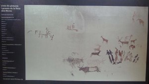 Plafo de l'exposició amb la reproducció de les pintures.