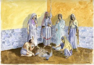 Representació de l'enterrament infantil documentat a l'edifici B. Arxiu Camp de les Lloses.