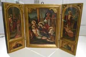 Tríptic amb el plany del Crist Mort. Anònim.