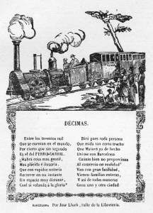 Dècima popular sobre la novetat del ferrocarril.