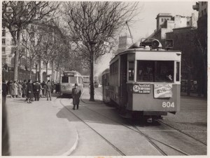 Model de tramvia de la dècada de 1950. Arxiu Fundació TMB.