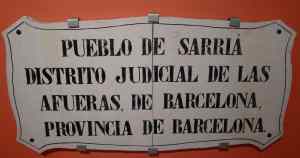 Placa per l'entrada del poble de Sarrià. Any 1863.