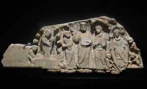 Timpà benedicció, mort, resurrecció i assumpció de Maria. Mestre de Cabestany.